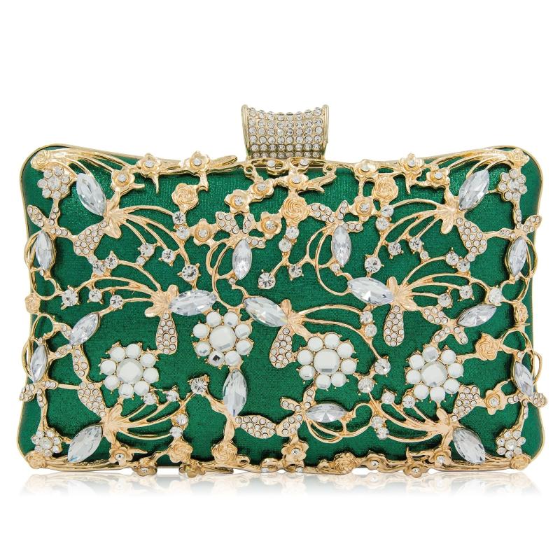 Rhinestone Hand Box Bag Clutch Evening Purse Chain Square Bag