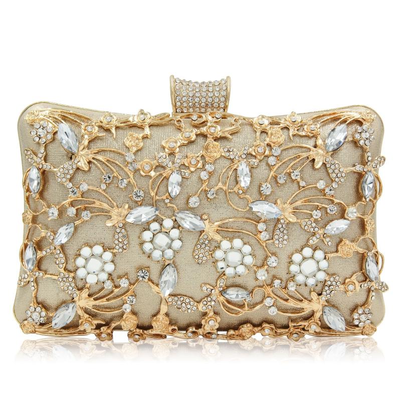 Rhinestone Hand Box Bag Clutch Evening Purse Chain Square Bag
