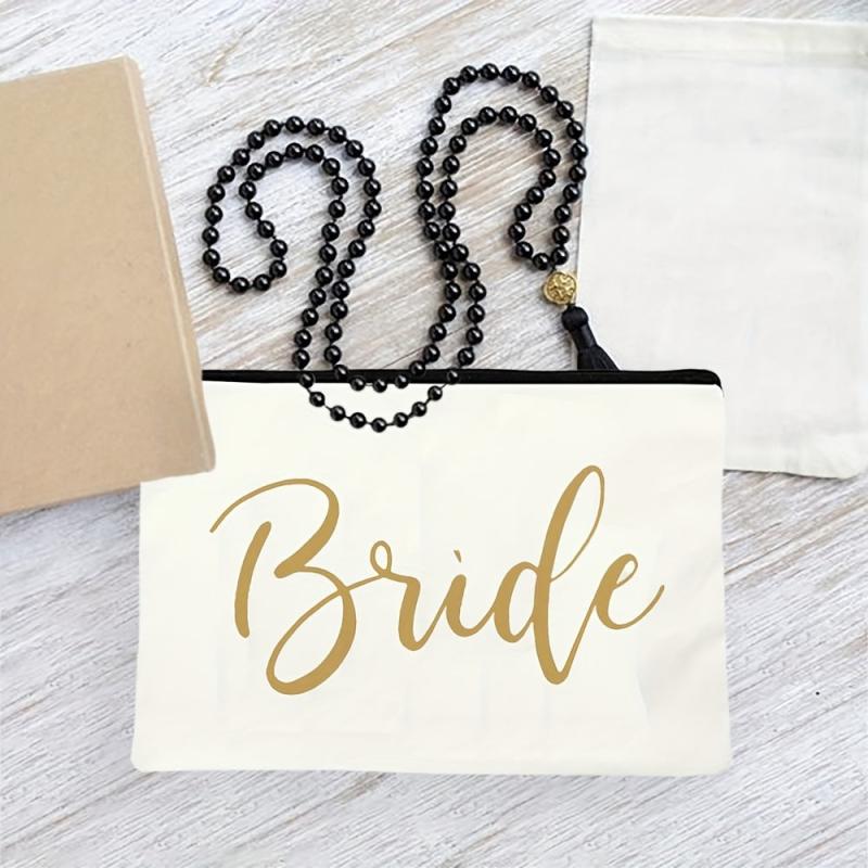 Bride Print Zipper Make Up Bag Canvas Travel Toiletry Organizer