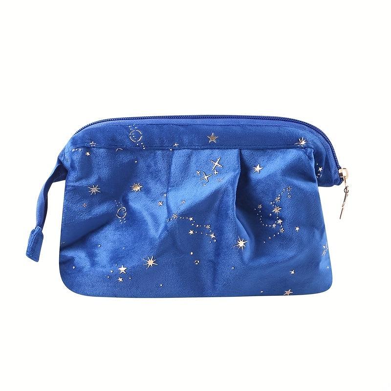 Shell Velvet Cosmetic Bag Glitter Star Sequins Storage Women's Travel Toiletry