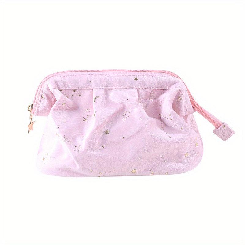 Shell Velvet Cosmetic Bag Glitter Star Sequins Storage Women's Travel Toiletry
