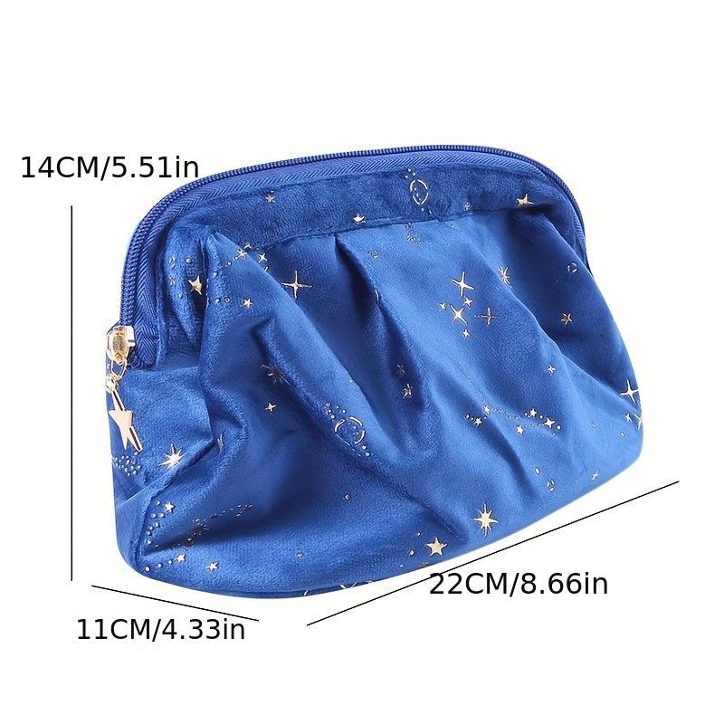 Shell Velvet Cosmetic Bag Glitter Star Sequins Storage Women's Travel Toiletry