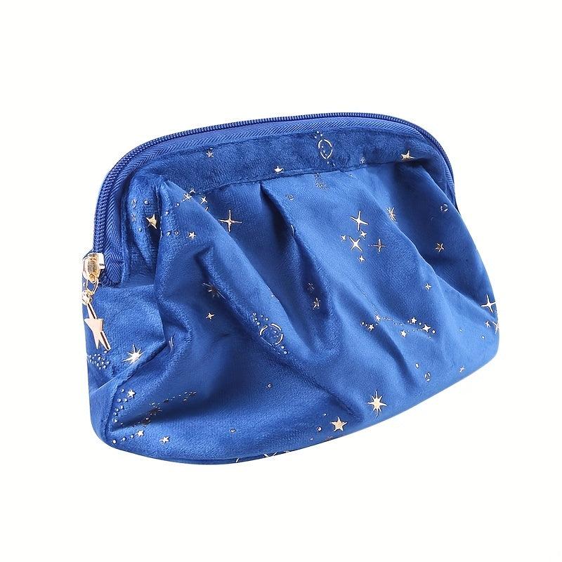 Shell Velvet Cosmetic Bag Glitter Star Sequins Storage Women's Travel Toiletry