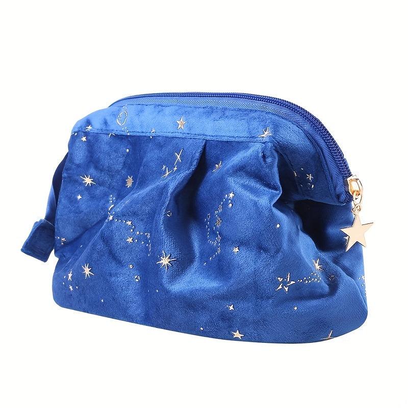 Shell Velvet Cosmetic Bag Glitter Star Sequins Storage Women's Travel Toiletry