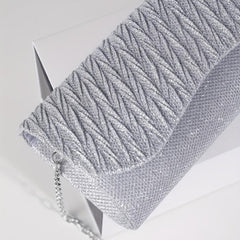 Glitter Pleated Chain Clutch Evening Bag