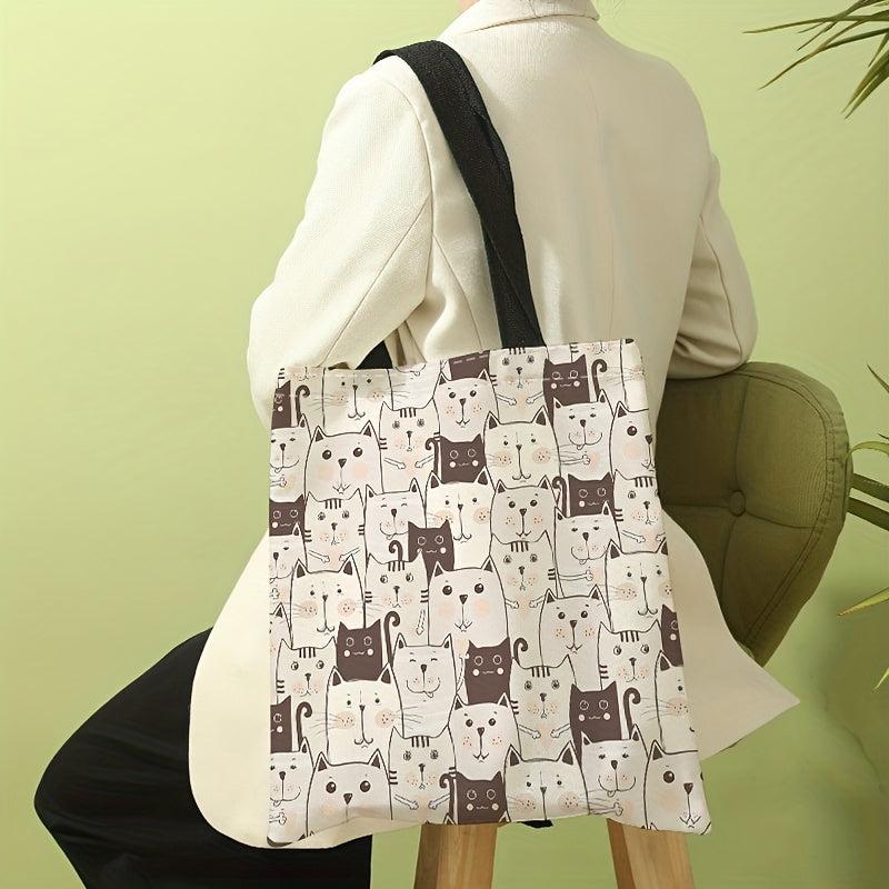 Cats Pattern Shoulder Bag Lightweight Shopper Bag