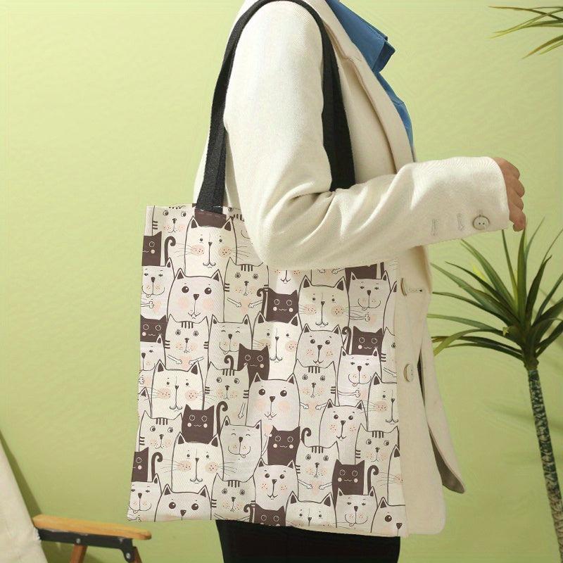 Cats Pattern Shoulder Bag Lightweight Shopper Bag