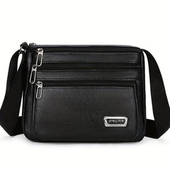 Men's Letter Graphic Square PU Leather Crossbody Bag Business Shoulder Bag