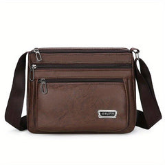 Men's Letter Graphic Square PU Leather Crossbody Bag Business Shoulder Bag
