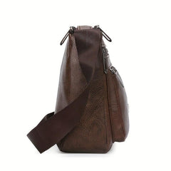 Men's Letter Graphic Square PU Leather Crossbody Bag Business Shoulder Bag