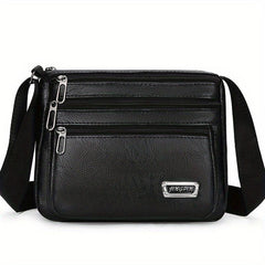 Men's Letter Graphic Square PU Leather Crossbody Bag Business Shoulder Bag