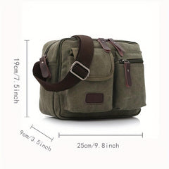 Men's Canvas Messenger Bag Large Capacity Shoulder Bag