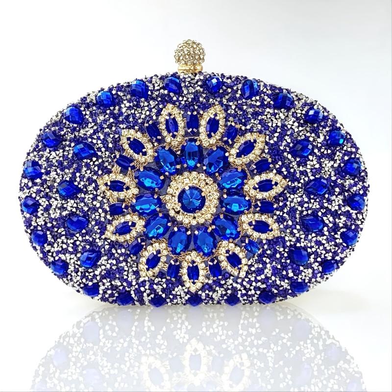 Glitter Flower Chain Handbag Elegant Frame Purse Evening Bag