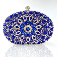 Glitter Flower Chain Handbag Elegant Frame Purse Evening Bag