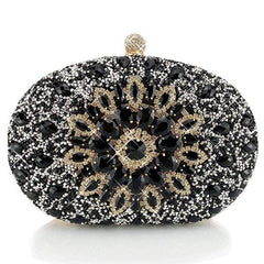 Glitter Flower Chain Handbag Elegant Frame Purse Evening Bag