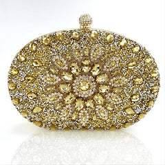 Glitter Flower Chain Handbag Elegant Frame Purse Evening Bag