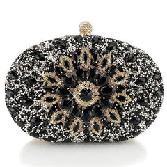 Glitter Flower Chain Handbag Elegant Frame Purse Evening Bag