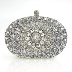 Glitter Flower Chain Handbag Elegant Frame Purse Evening Bag