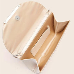 Satin Ruched Evening Bag Metal Decor Flap Prom Purse Women's Clutch Bag