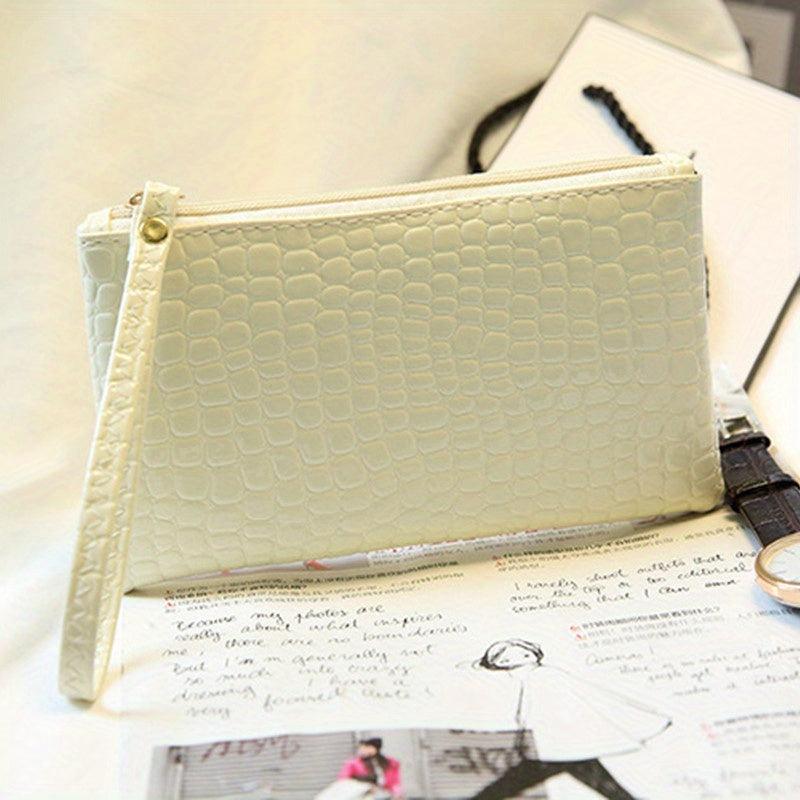 Crocodile Embossed Handbag Clutch Purse Square Wrist Wallet