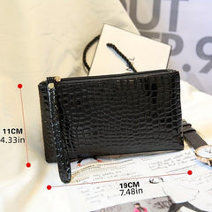 Crocodile Embossed Handbag Clutch Purse Square Wrist Wallet