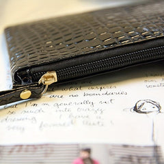 Crocodile Embossed Handbag Clutch Purse Square Wrist Wallet