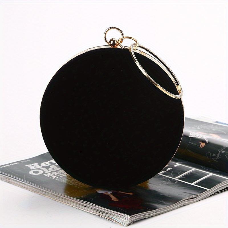 Velvet Round Evening Bag Top Ring Clutch Purse Women's Banquet Handbags