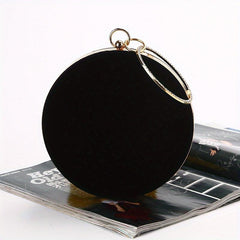Velvet Round Evening Bag Top Ring Clutch Purse Women's Banquet Handbags