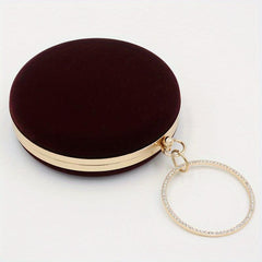 Velvet Round Evening Bag Top Ring Clutch Purse Women's Banquet Handbags