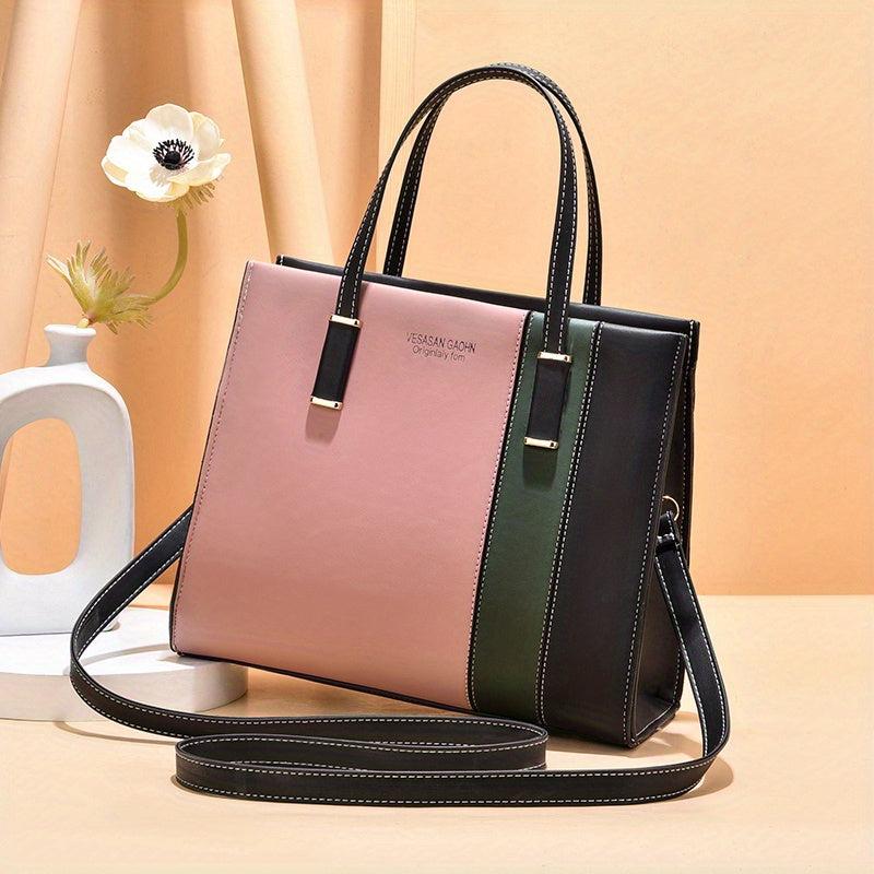 Colorblock Tote Bag Shoulder Bag All Match Crossbody Bag