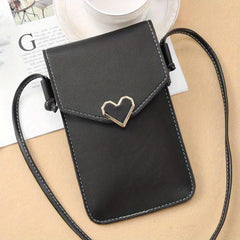 Heart Decor Crossbody Bag with Touch Screen Phone Wallet