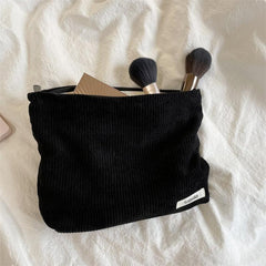 Corduroy Clutch Bag Striped Travel Storage Cosmetic Purse