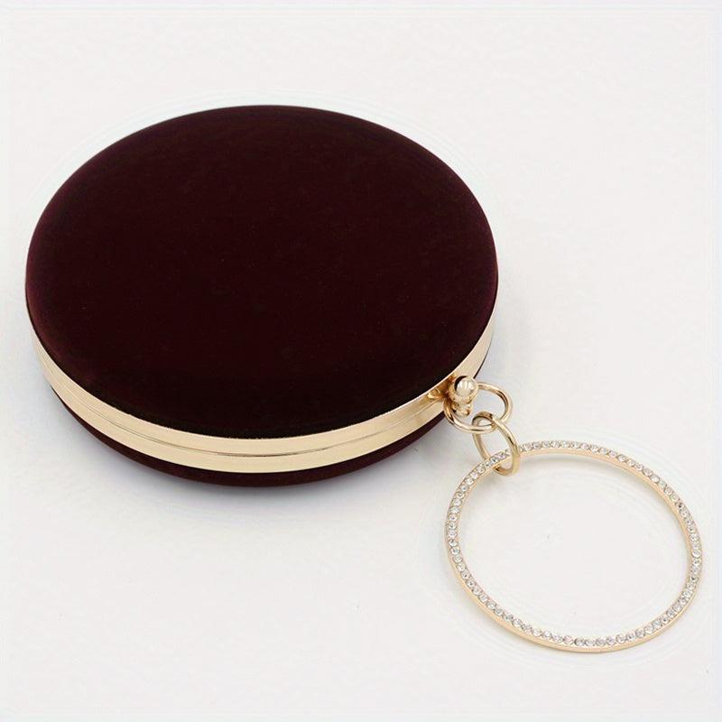 Round Evening Bag Top Ring Clutch Purse For Wedding Party Prom