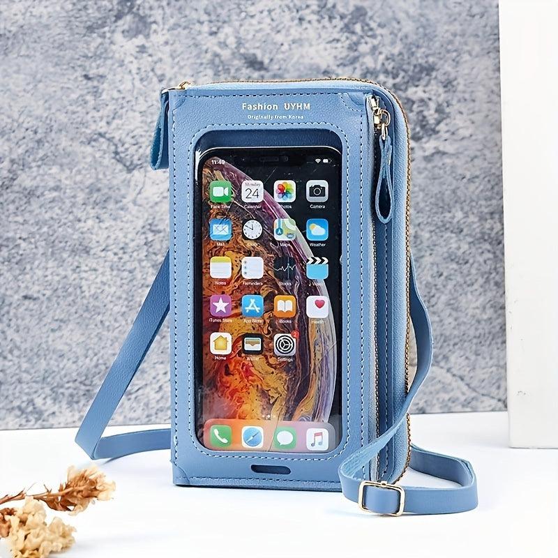 Mini Zip Around Crossbody Wallet Touchable Screen Mobile Phone Bag