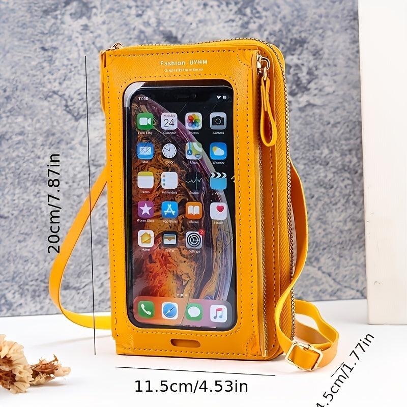 Mini Zip Around Crossbody Wallet Touchable Screen Mobile Phone Bag
