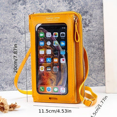 Mini Zip Around Crossbody Wallet Touchable Screen Mobile Phone Bag