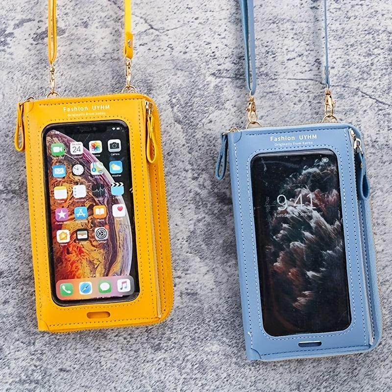 Mini Zip Around Crossbody Wallet Touchable Screen Mobile Phone Bag