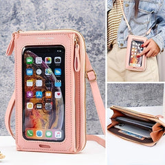 Mini Zip Around Crossbody Wallet Touchable Screen Mobile Phone Bag