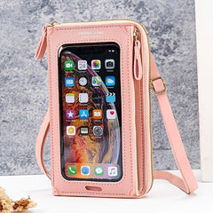Mini Zip Around Crossbody Wallet Touchable Screen Mobile Phone Bag
