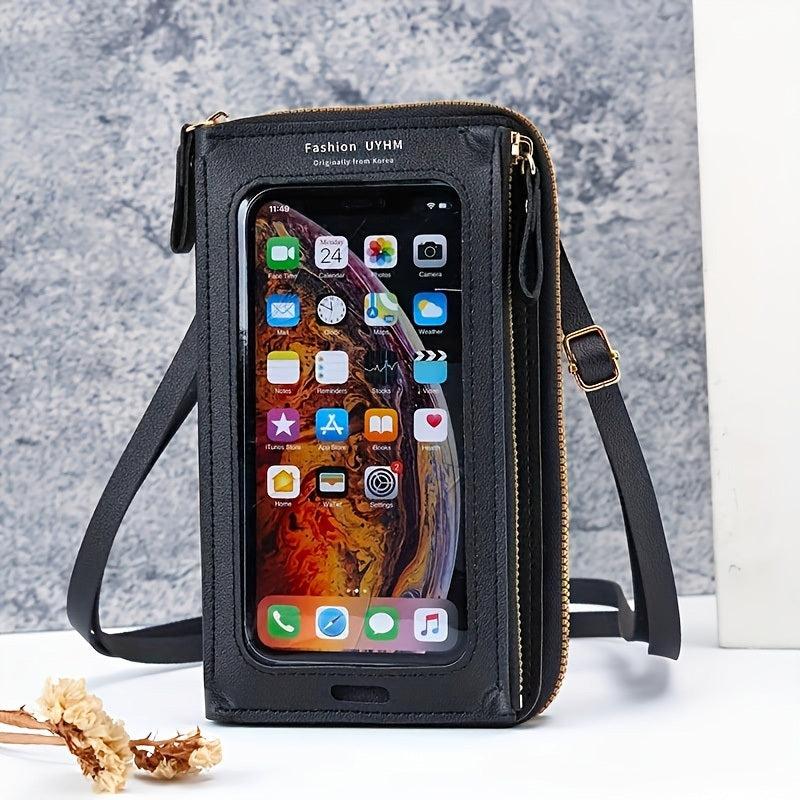 Mini Zip Around Crossbody Wallet Touchable Screen Mobile Phone Bag