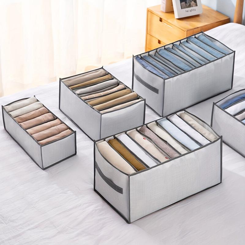 Foldable Clothes Storage Box With Grids Organizer