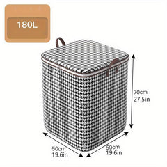 Large Capacity Houndstooth Storage Box Organizer Zipper Dustproof