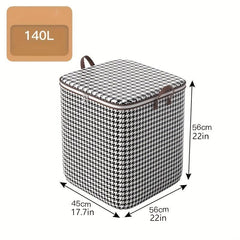 Large Capacity Houndstooth Storage Box Organizer Zipper Dustproof