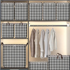 Large Capacity Houndstooth Storage Box Organizer Zipper Dustproof