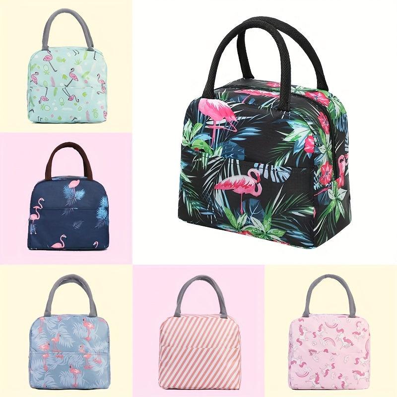 Flamingo Printed Bento Insulated Bag Portable Lunch Box Bag