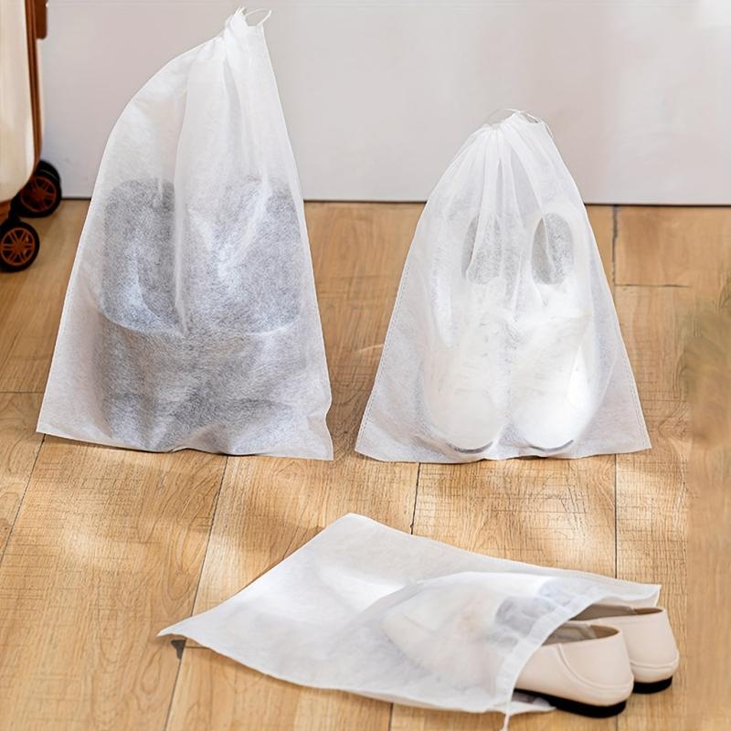10Pcs No woven Shoes Storage Bag Drawstring Shoes Pouch Portable Dustproof Cover