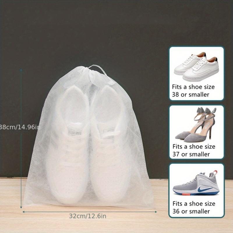 10Pcs No woven Shoes Storage Bag Drawstring Shoes Pouch Portable Dustproof Cover