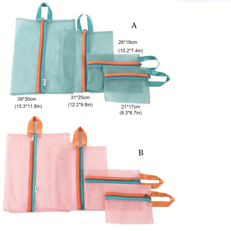 4pc Mesh Travel Storage Bag Sets Organizer Portable Clothes Toiletry