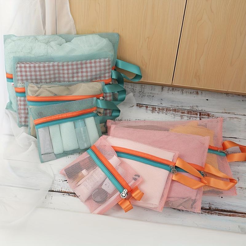 4pc Mesh Travel Storage Bag Sets Organizer Portable Clothes Toiletry