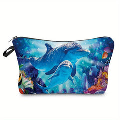 Turtle Print Zipper Cosmetic Bag Waterproof Makeup Storage Bag